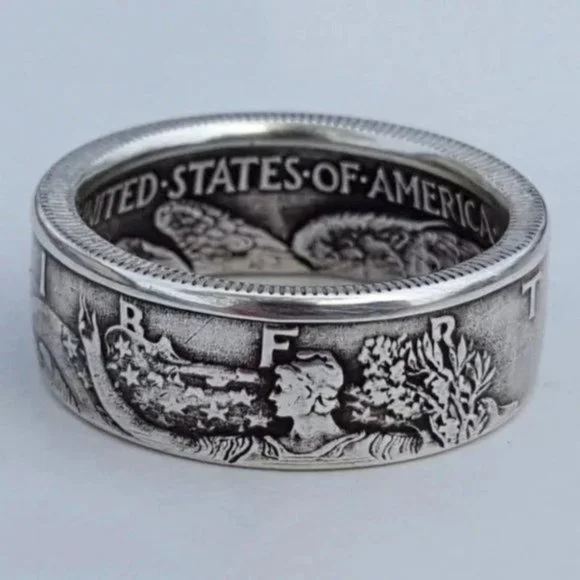 Vintage Style Coin Morgan Ring United American Statement Ring - Picture 3 of 4